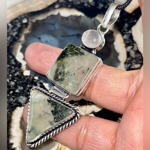 Crystal Pairing: Prehnite & Rose Quartz Pendant 3”